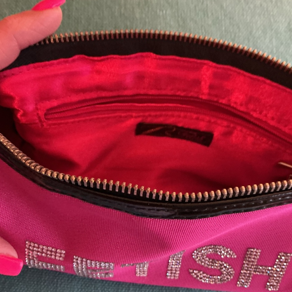 FETISH Vintage Y2K Hot Pink and Black Women's Bag with Rhinestones and Studs - Picture 6 of 9
